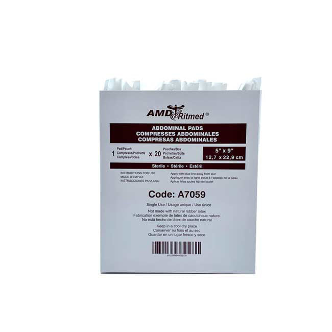 Compresse abdominale stérile 5"x9" - 20/bte