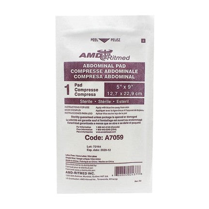 Compresse abdominale stérile 5"x9" - 20/bte