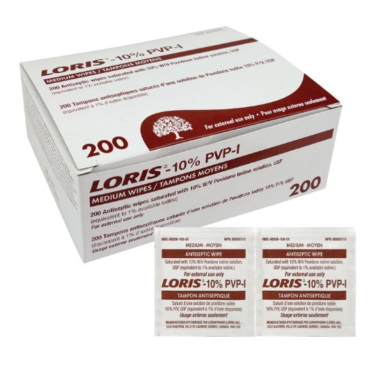 Lingettes antiseptiques Povidone-Iodine USP 10% - 200 unités