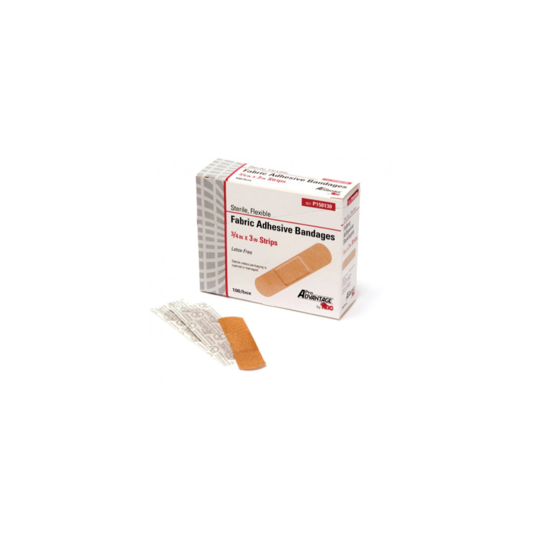 Pansements tissu 3/4″ x 3″ - 100 unités