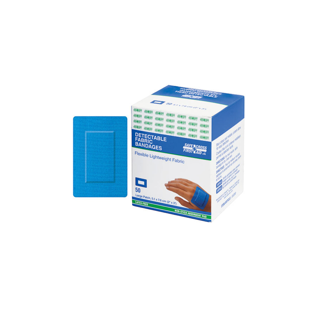 Pansements détectables tissu 2″ x 3″ - 50 unités