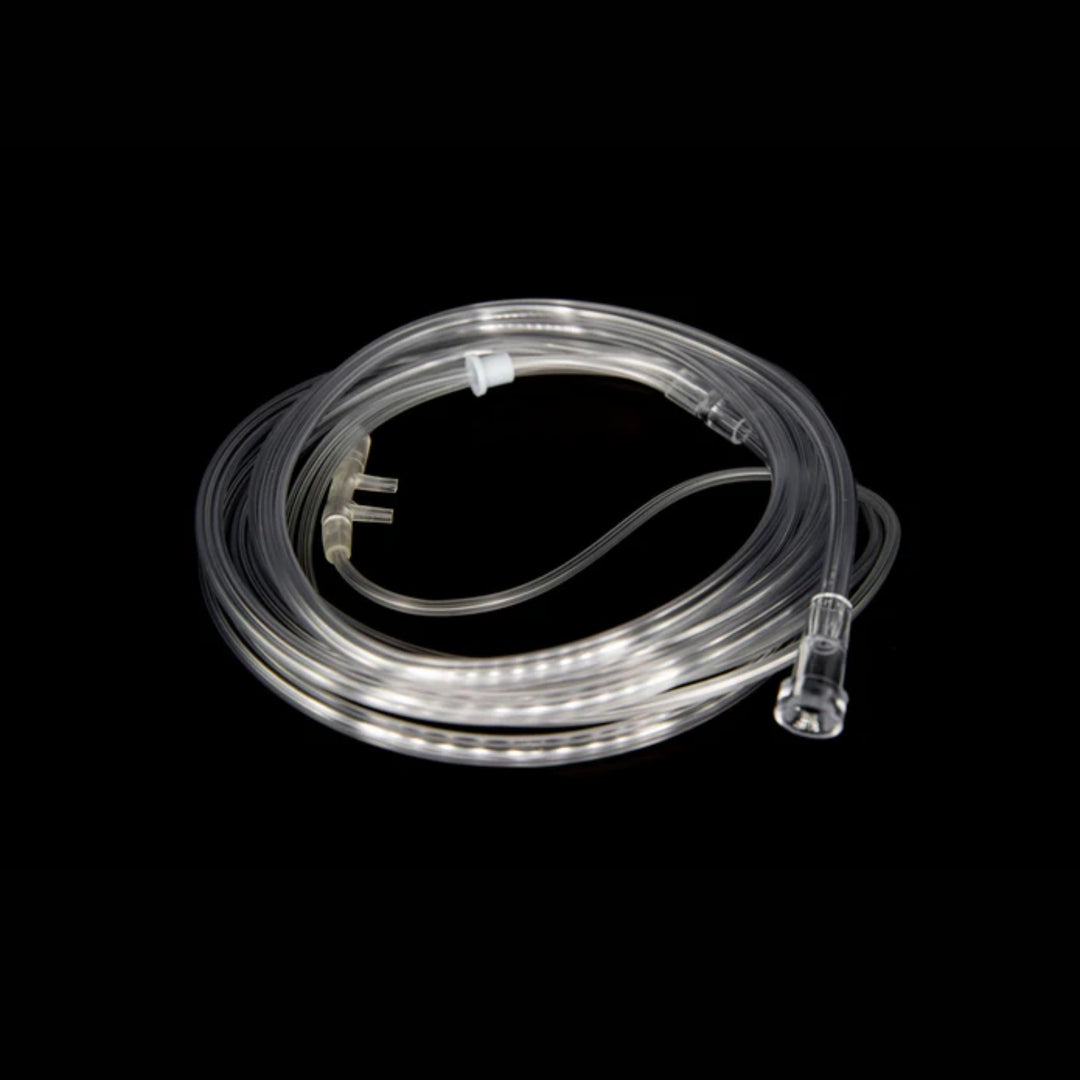 Nasal O2 cannula with tubing