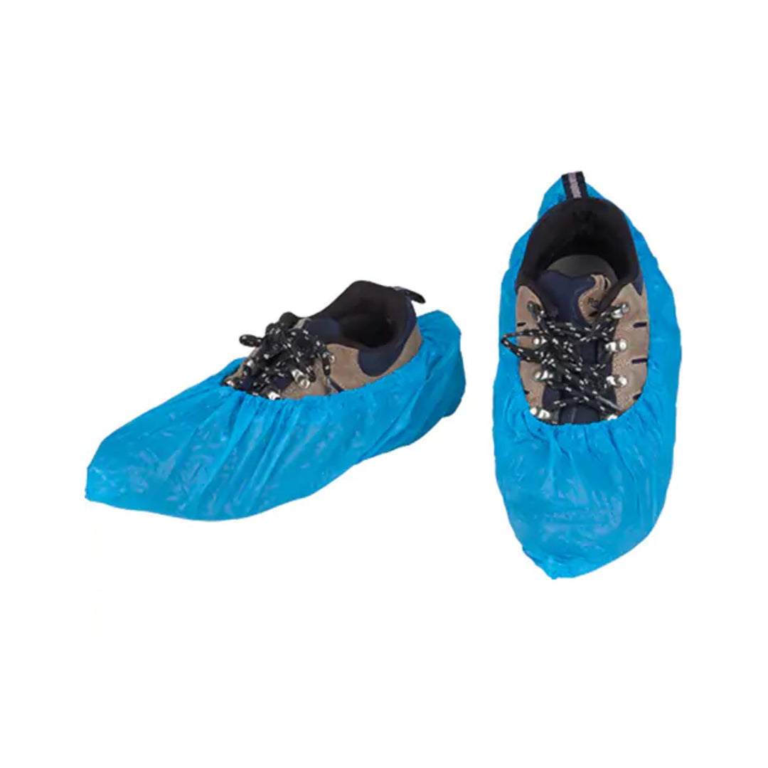 Disposable Blue CPE Shoe Covers - 100 Count