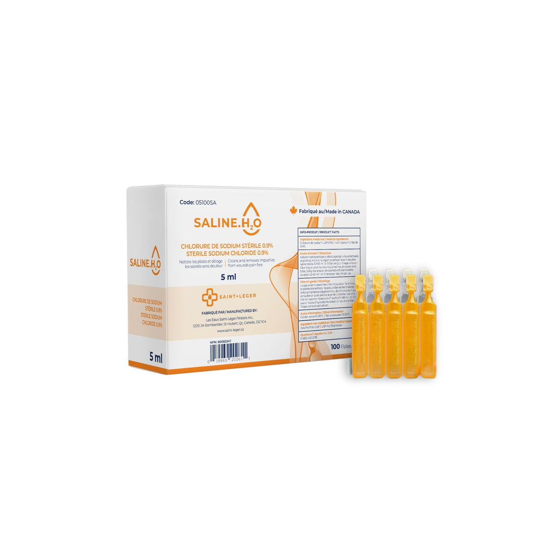 Saline Solution.H2O NaCl 0.9% 5ml single dose - 100 units
