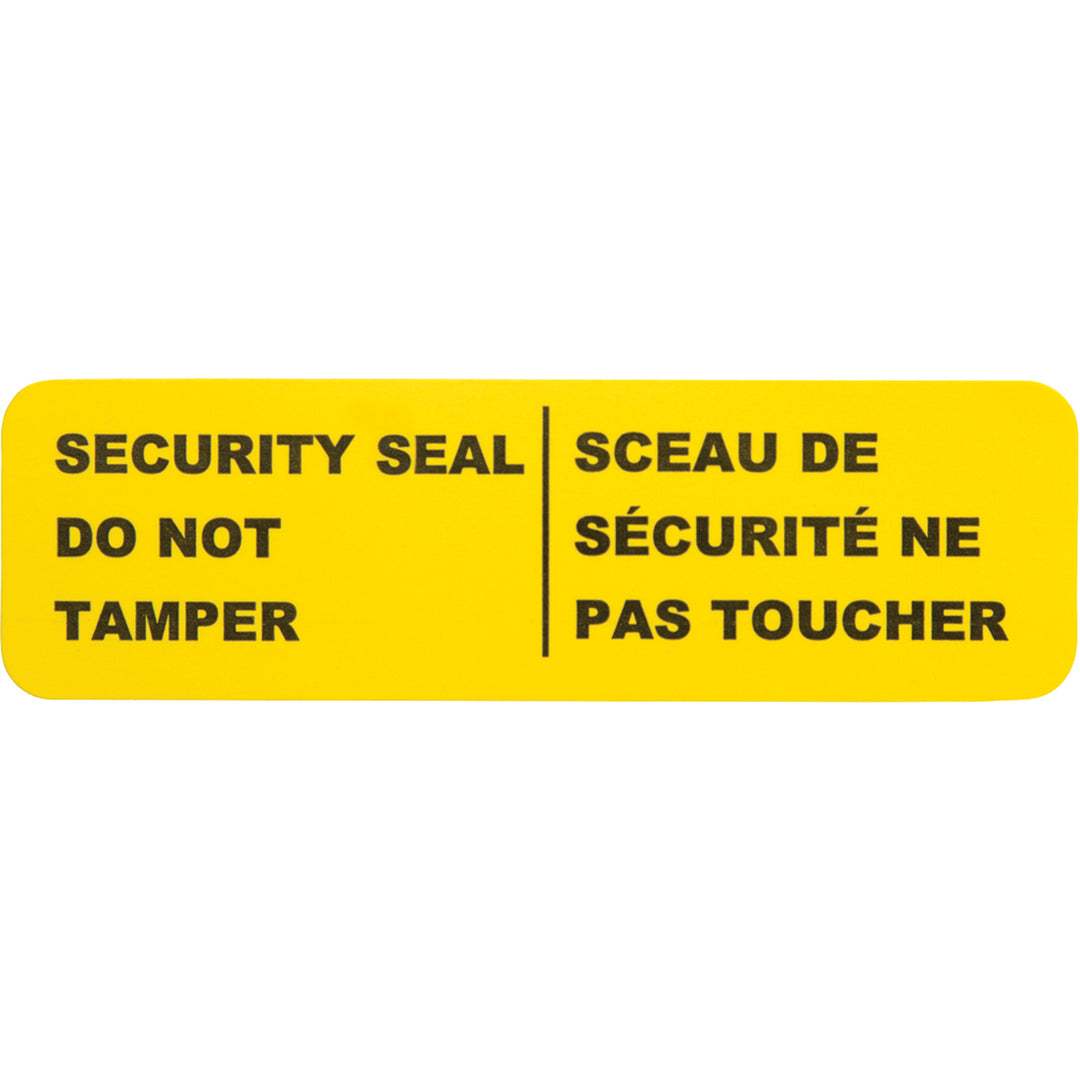 Scellés de sécurité adhésifs bilingues jaunes, 2-1/2", paquet de 25