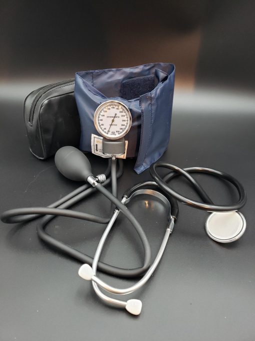 Manual sphygmomanometer with stethoscope