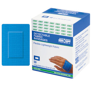 Fabric Detectable Bandages, Large Patch, 2"x3", 50/Box