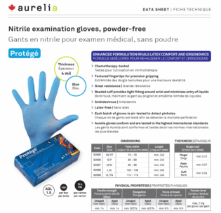Gants en nitrile bleus Aurélia Protégé XSmall 4 mil – 100 par boîte