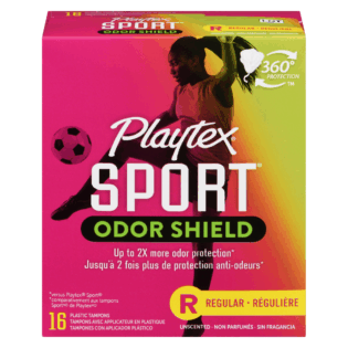 Playtex Sport Odor Shield Regular Tampons, 16/box