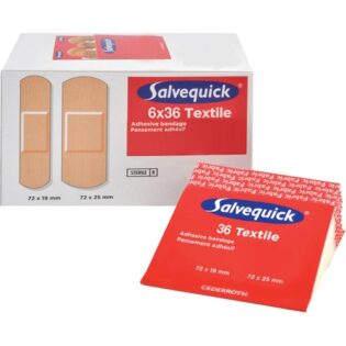 Salvequick – Recharges de pansements en tissu, 6 x 36 unités, stériles